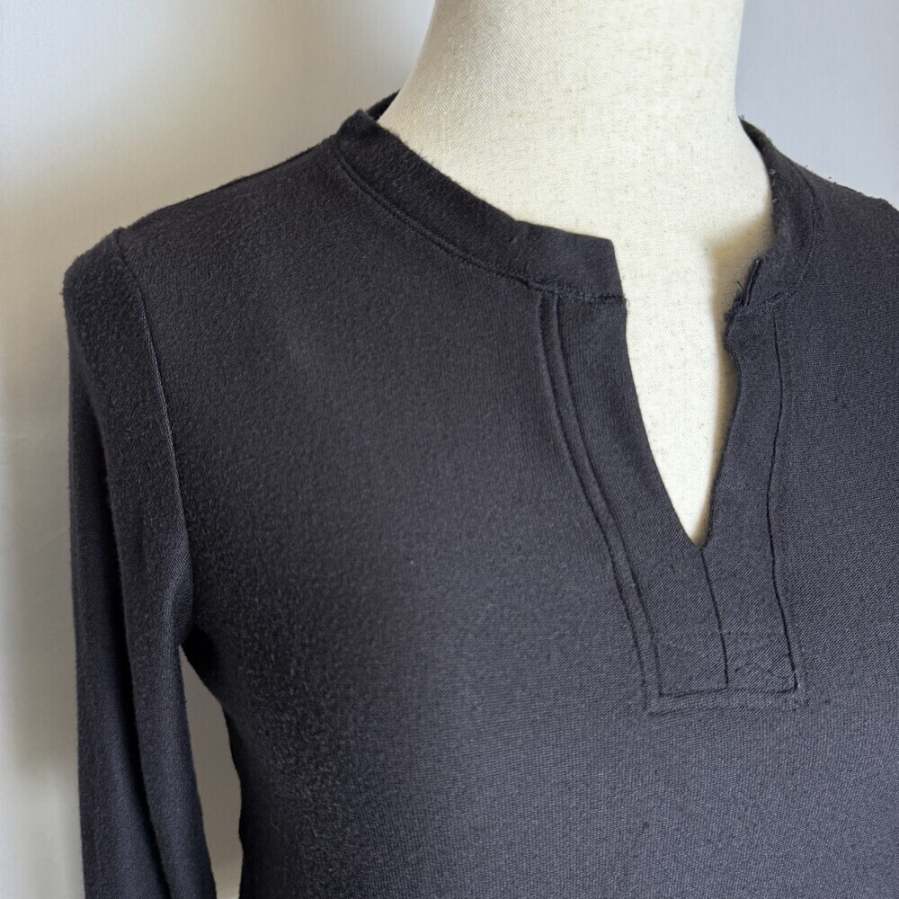 Cuddl Duds Cozy Jersey Fleece Split-V Pullover Sz M VERY SOFT Black Long Sleeves - Picture 3 of 15